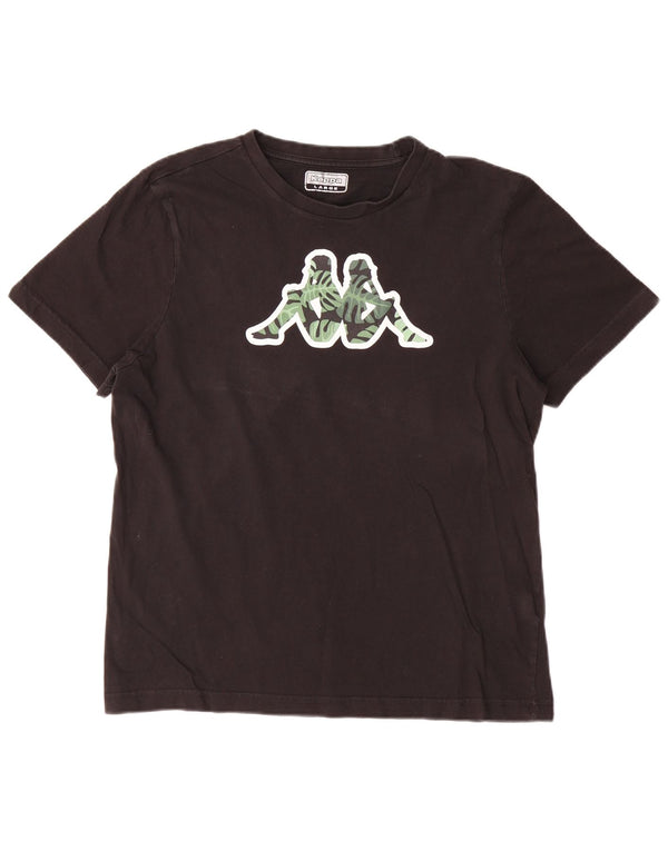 Camiseta gráfica masculina Kappa Top grande de algodão preto