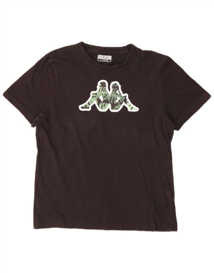 Camiseta gráfica masculina Kappa Top grande de algodão preto