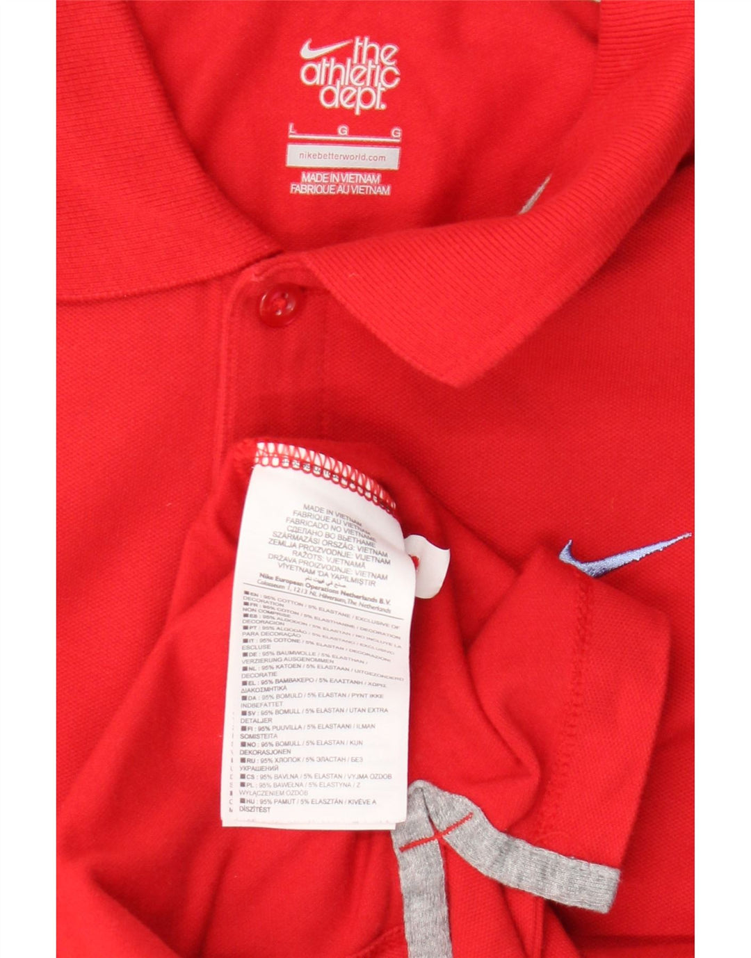 Camisa polo feminina Nike UK 16 grande algodão vermelho