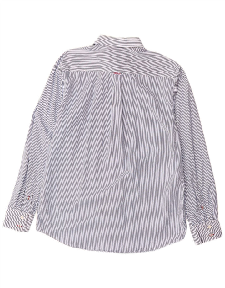 CREW CLOTHING Camisa masculina clássica de ajuste grande algodão listrado azul