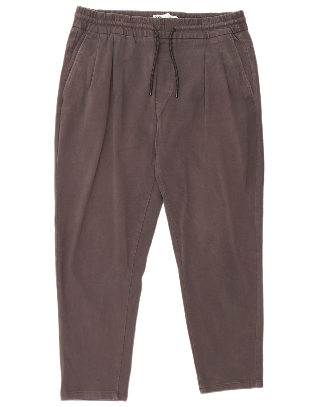 Zara Calça masculina cortada com pegged W32 L25 algodão cinza