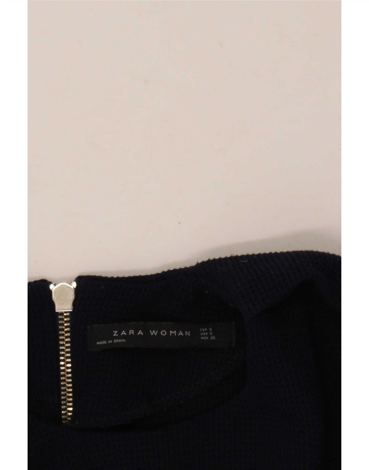 Blusa feminina Zara UK 10 pequena azul marinho