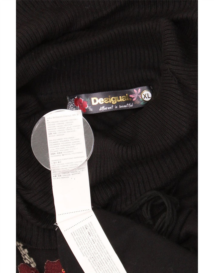 Suéter feminino Desigual com gola alta e gola alta Reino Unido 18 XL preto viscose