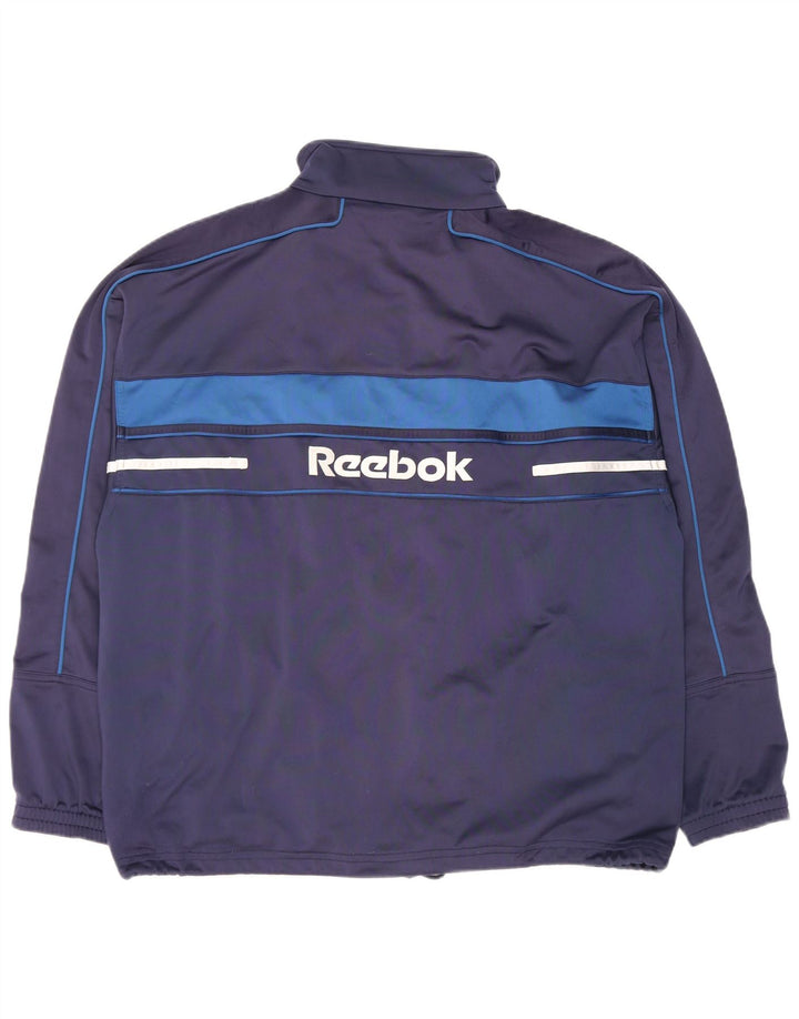 Reebok Mens Graphic Tracksuit Top Jaqueta Médio Azul Marinho Colorblock