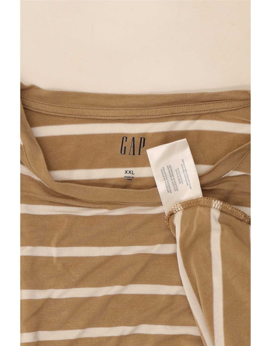 Gap Top feminino oversized manga comprida Reino Unido 20 2XL rayon listrado bege