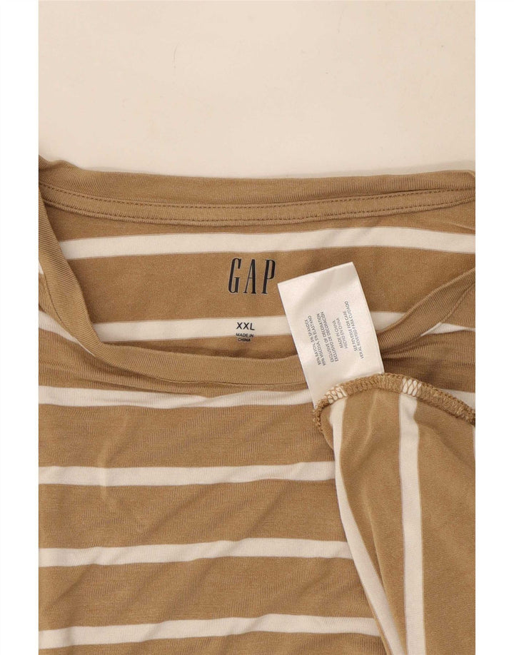 Gap Top feminino oversized manga comprida Reino Unido 20 2XL rayon listrado bege