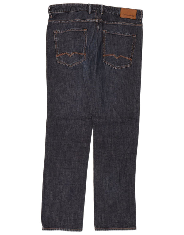 Hugo Boss Mens Straight Jeans W36 L34 Azul Marinho Algodão