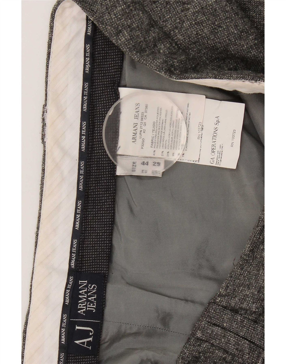 Calça Chino Slim Feminina Armani W29 L29 Cinza Poliéster