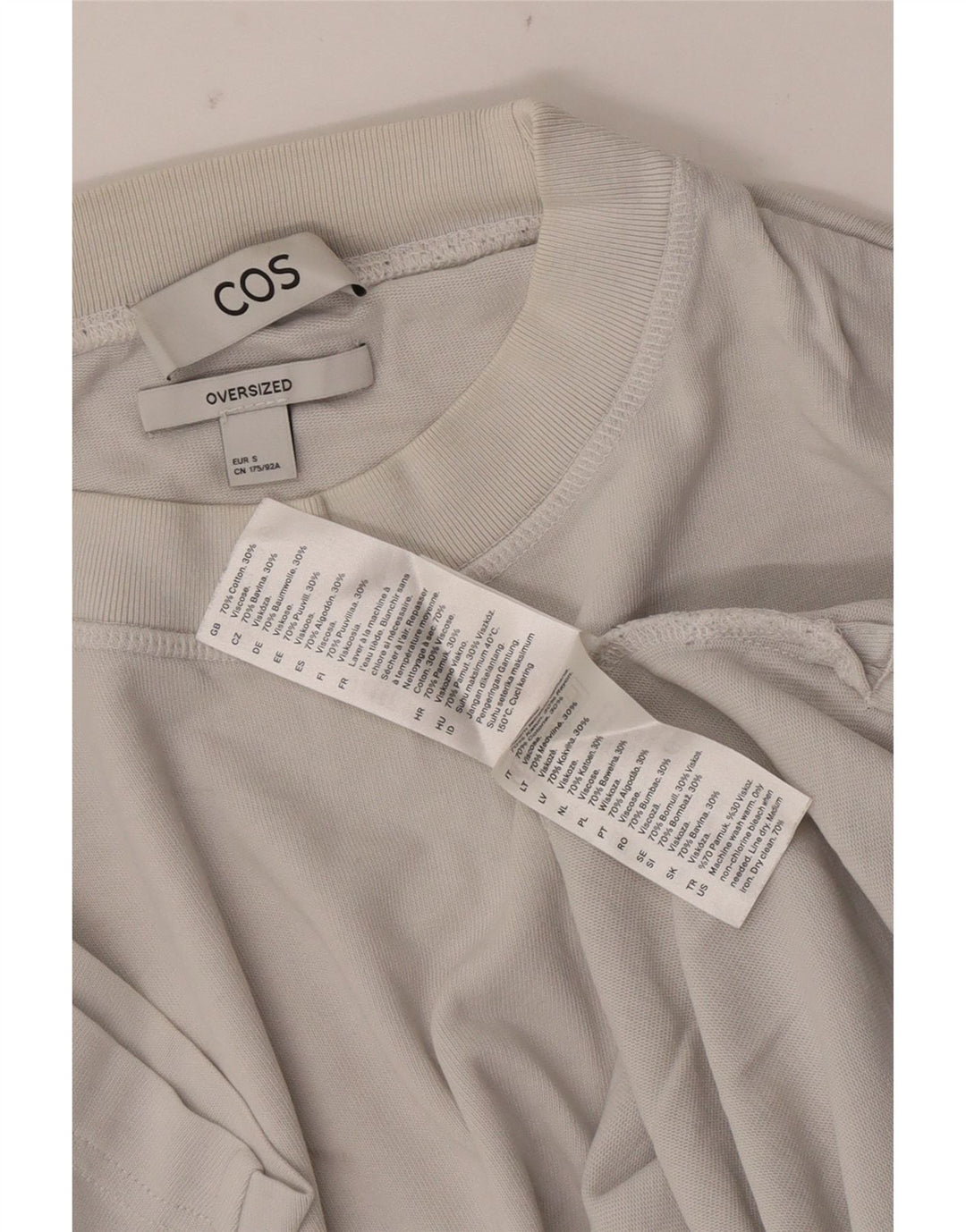 Cos Camiseta masculina oversized top pequeno algodão off white