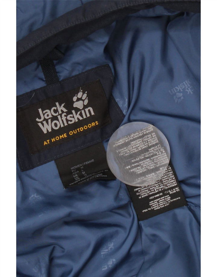 Casaco acolchoado com capuz feminino Jack Wolfskin Reino Unido 12 poliéster azul marinho médio