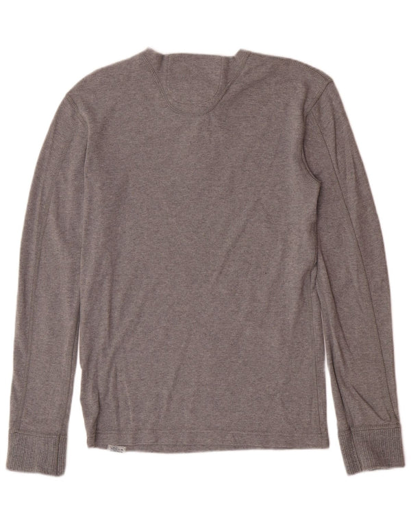 Superdry Mens Top Manga Longa Médio Algodão Cinza