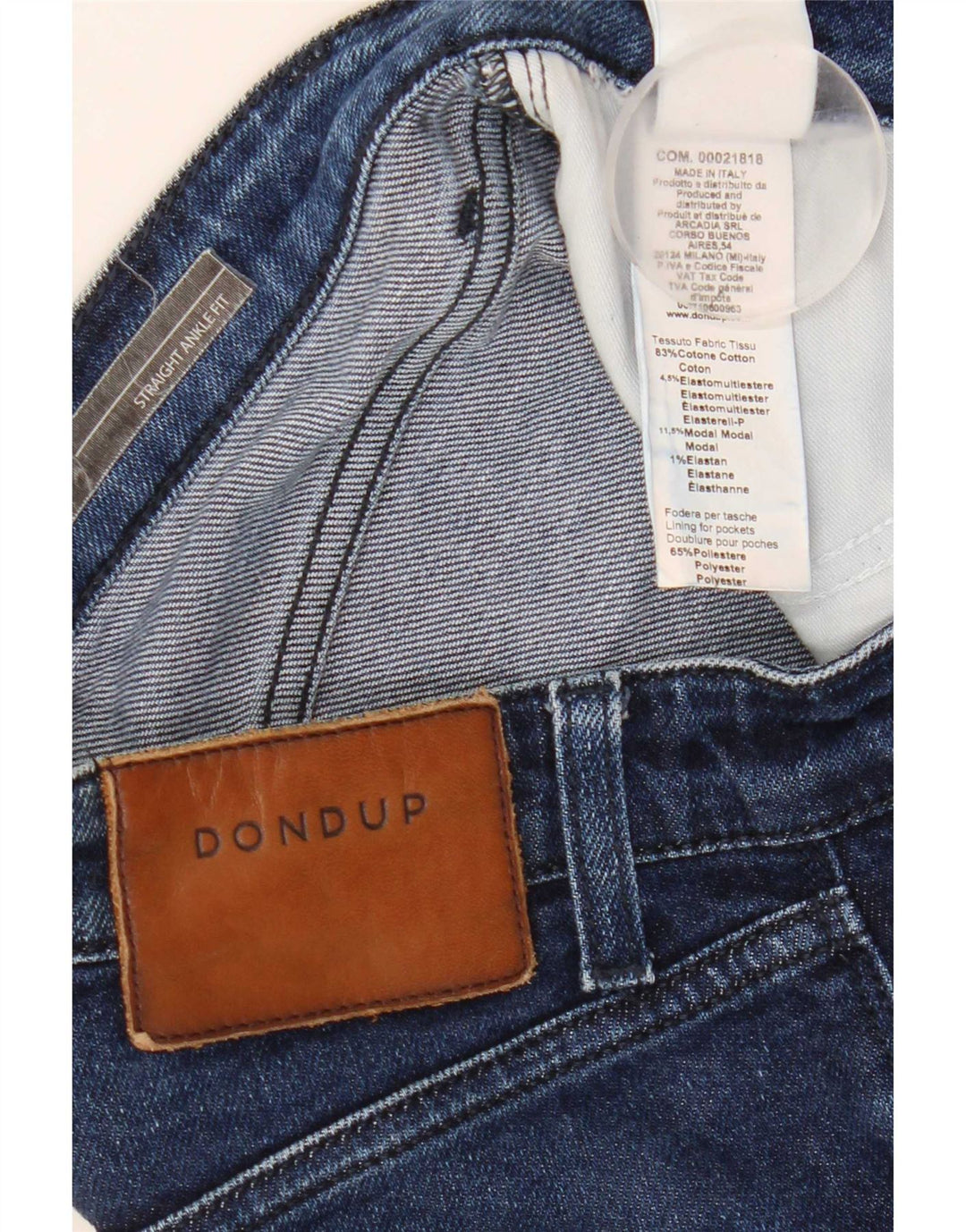 Dondup Jeans retos femininos W28 L27 algodão azul marinho