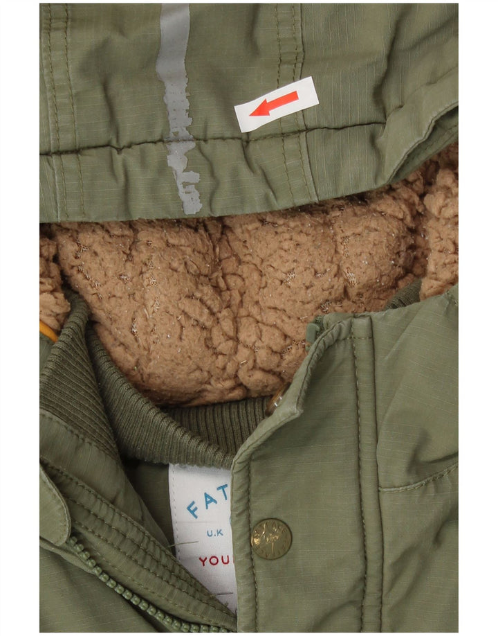 Jaqueta Parka com capuz para meninos Fat Face 8-9 anos algodão cáqui