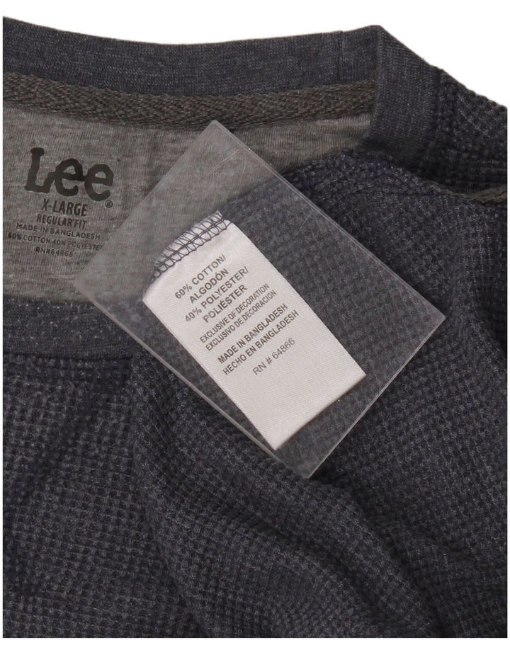 LEE Mens Regular Fit Top Manga Longa XL Azul Marinho Algodão