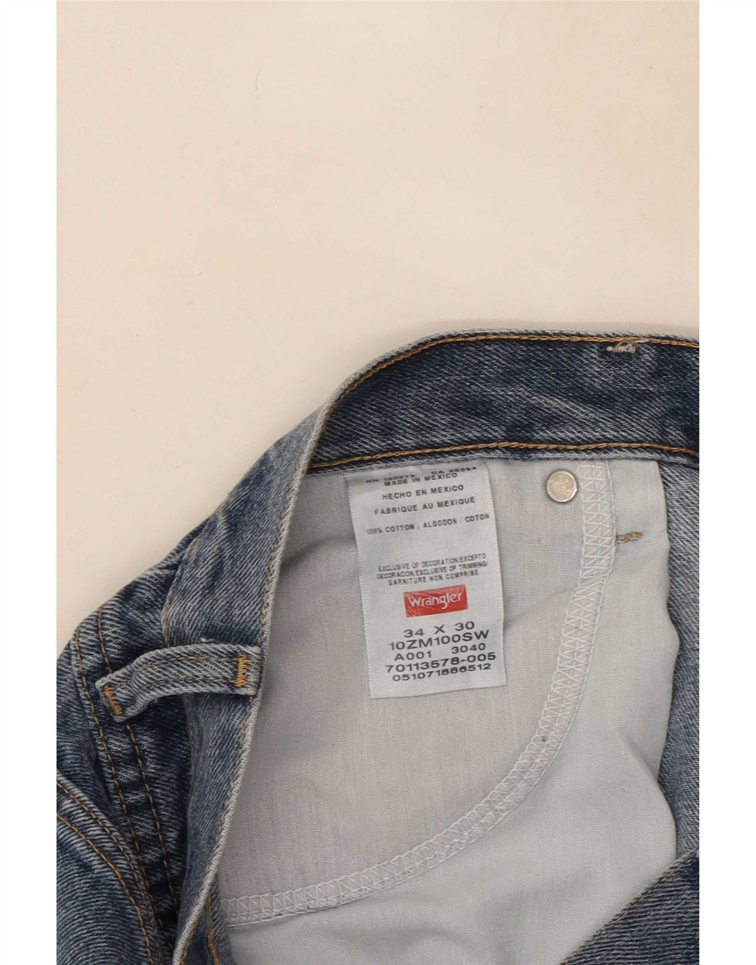 Wrangler Mens Straight Jeans W34 L27 Azul Algodão