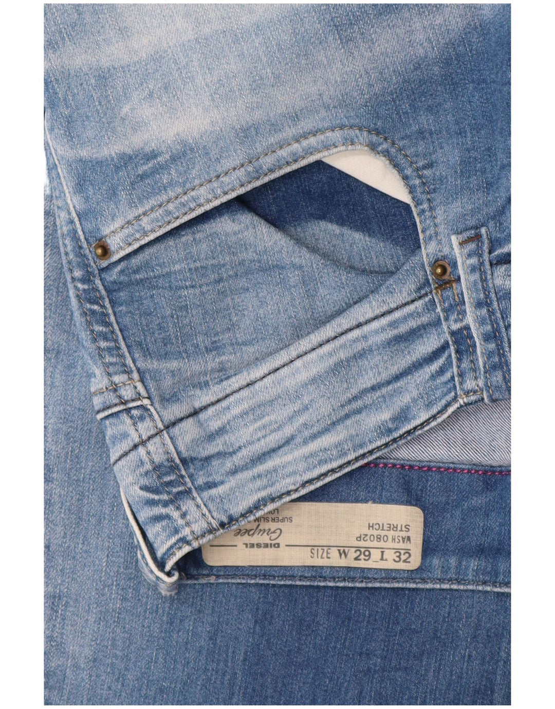 Diesel Feminino Grupee Super Slim Jeans W29 L32 Azul Algodão