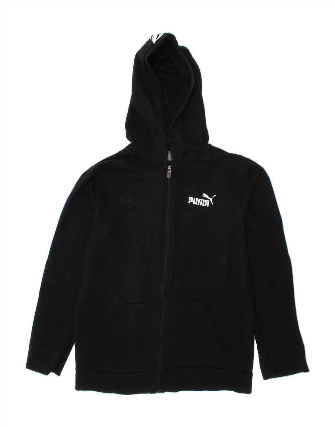 PUMA Boys Graphic Zip Hoodie Sweater 14-15 Years Large  Black Cotton Vintage Puma and Second-Hand Puma from Messina Hembry 