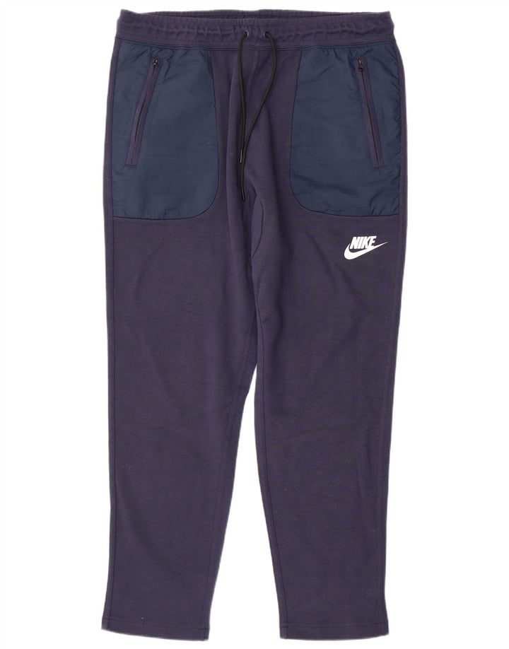 NIKE Mens Tracksuit Trousers XL Navy Blue Cotton