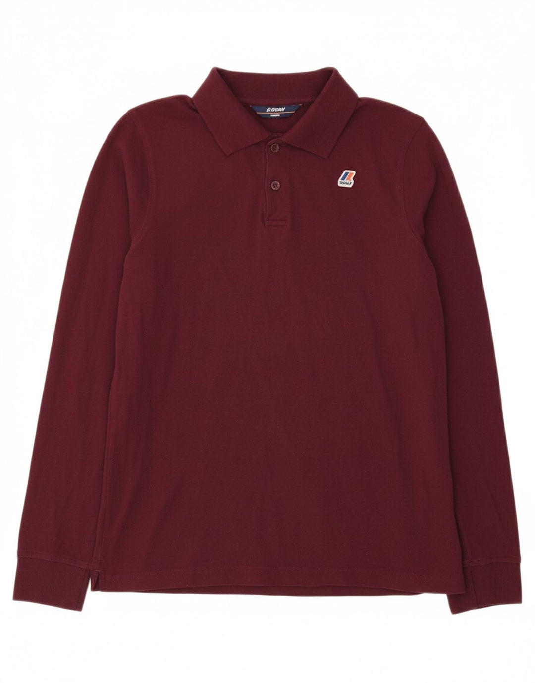 Camisa polo masculina de manga comprida K-WAY algodão médio Borgonha