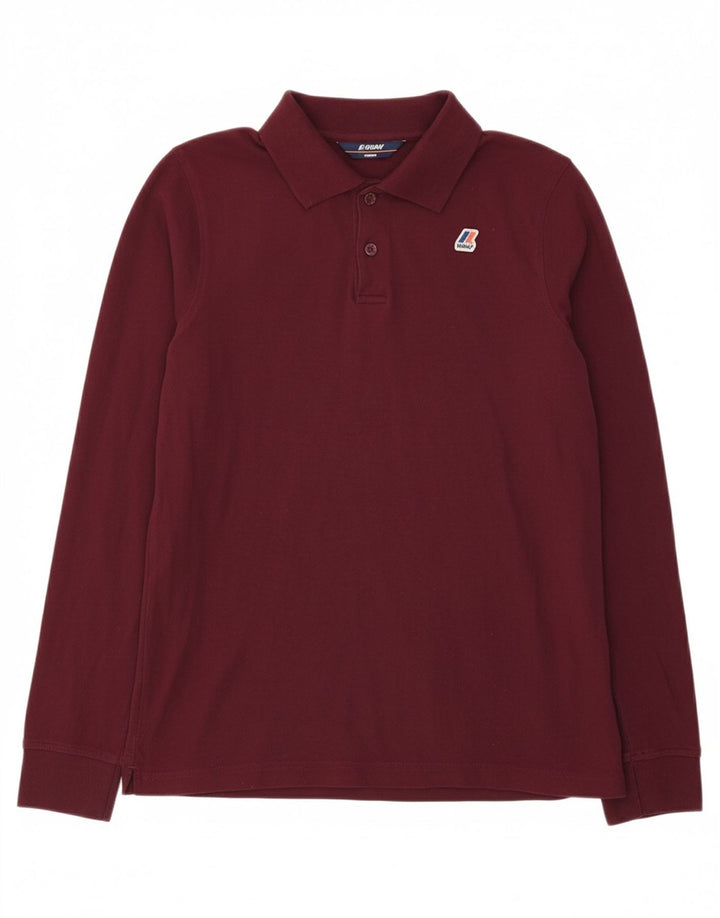 Camisa polo masculina de manga comprida K-WAY algodão médio Borgonha