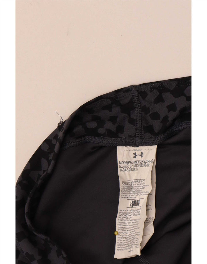 Under Armour Womens Leggings UK 12 Poliéster Geométrico Cinza Médio