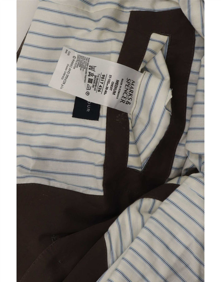 Jaqueta blazer masculina de 2 botões Marks & Spencer Reino Unido 38 algodão marrom médio