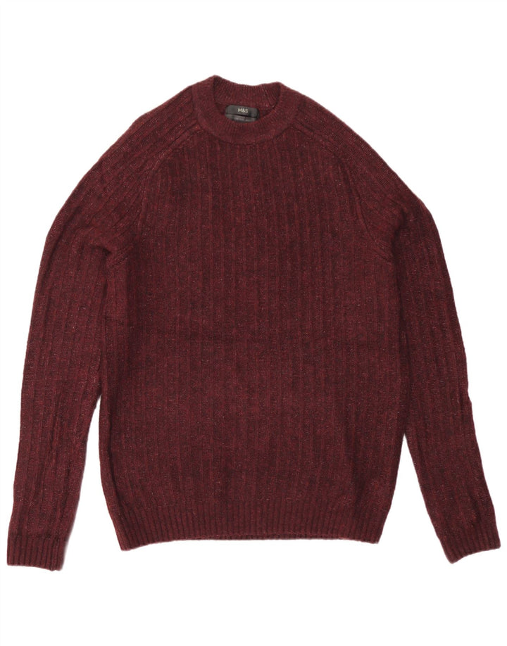 Marks & Spencer Mens Crew Neck Jumper Sweater Large Burgundy Flecked