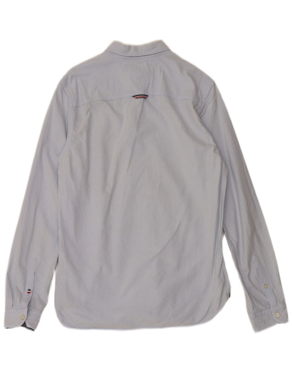Camisa masculina Tommy Hilfiger pequena azul algodão