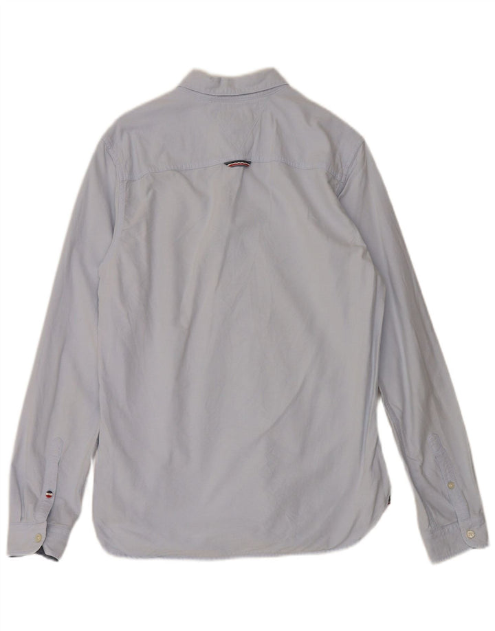 Camisa masculina Tommy Hilfiger pequena azul algodão