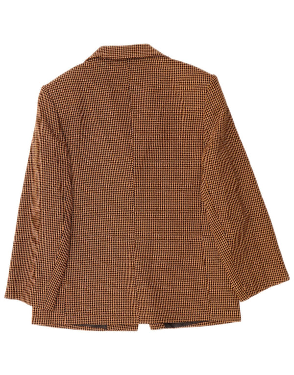 DIANA GALLESI Jaqueta blazer feminina de 3 botões Reino Unido 14 grande marrom houndstooth