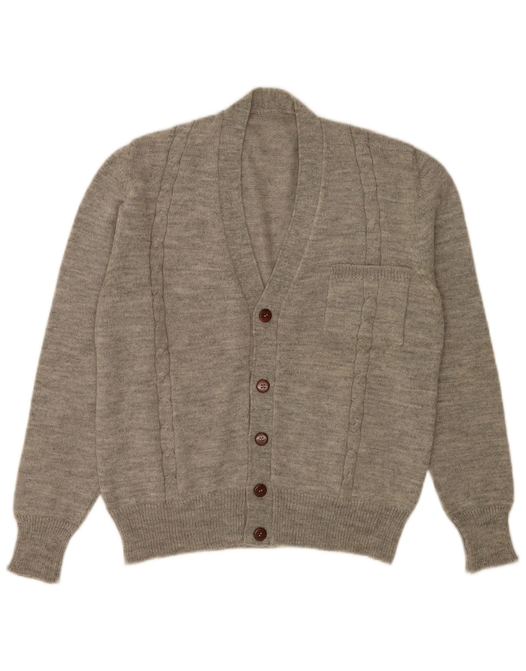 Suéter cardigã masculino vintage médio cinza manchado
