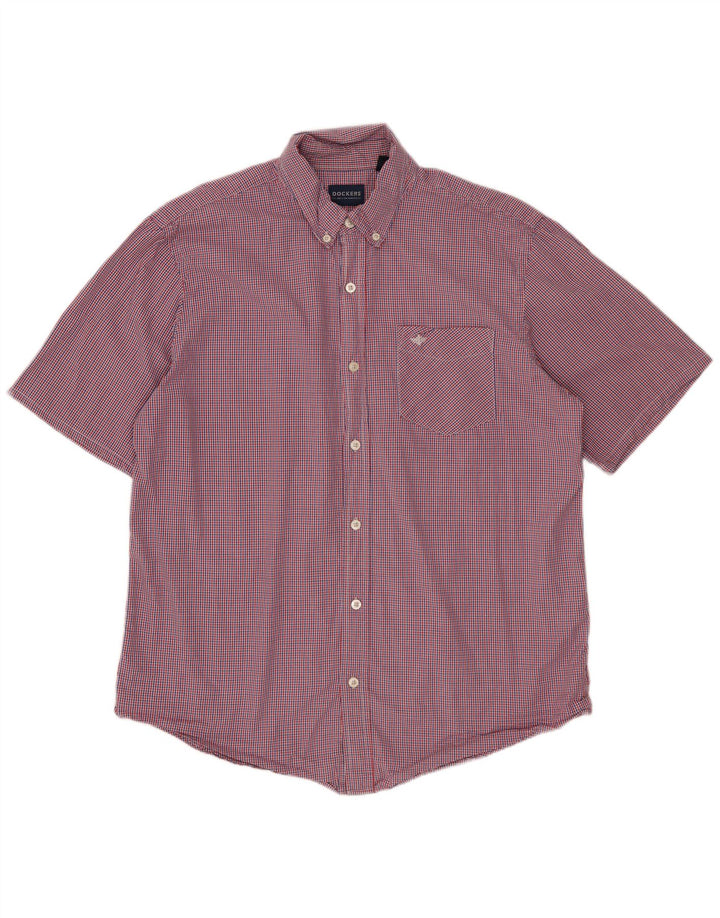 Camisa masculina de manga curta Dockers algodão vermelho médio guingão