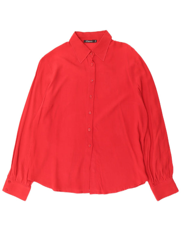 Blusa Camisa Feminina Superior IT 48 XL Seda Vermelha