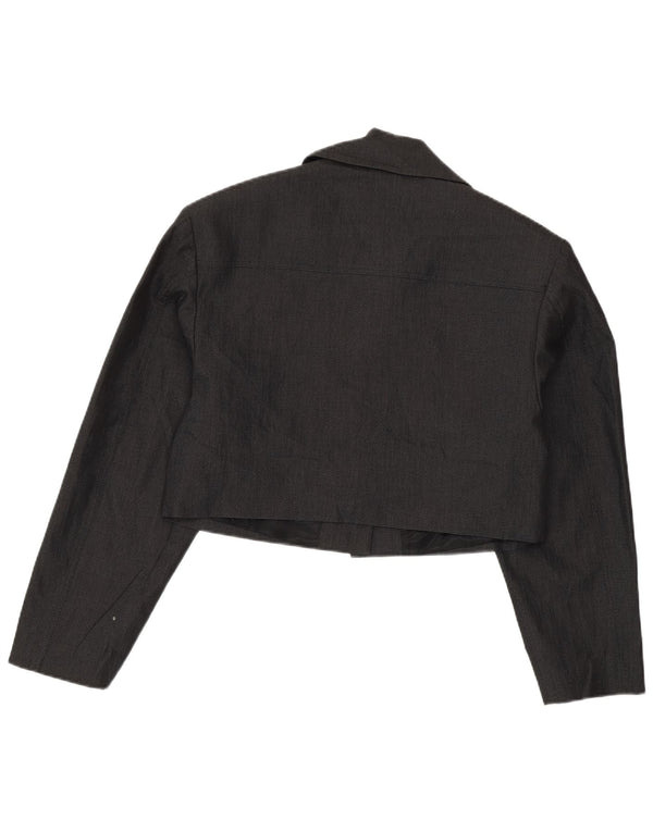 Jaqueta Bolero Feminina Zara UK 14 Algodão Cinza Médio