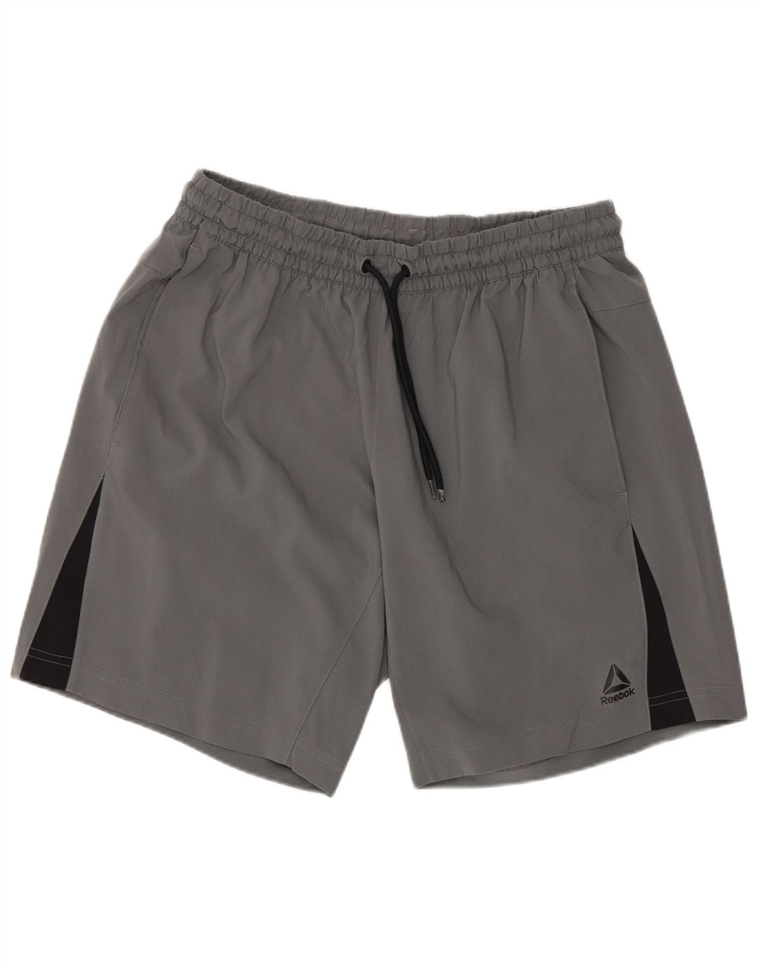Shorts esportivos regulares masculinos Reebok médio cinza poliéster esportivo