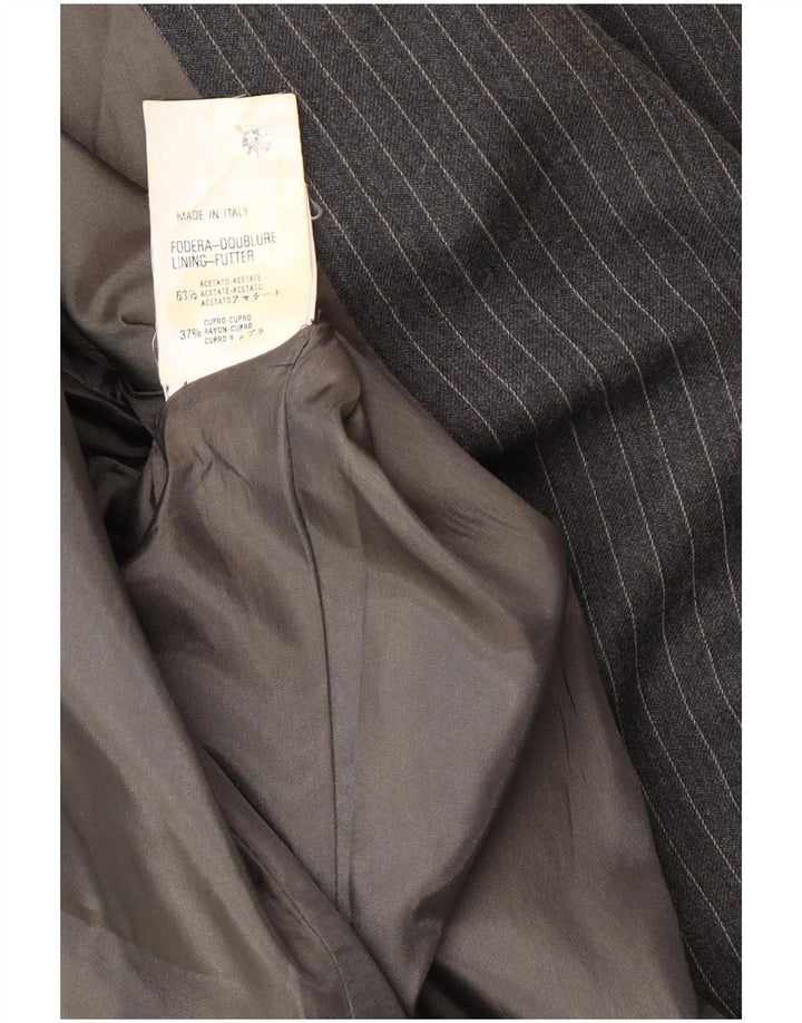 Jaqueta blazer feminina Ferre 001 com 1 botão UK 16 grande acetato cinza risca de giz