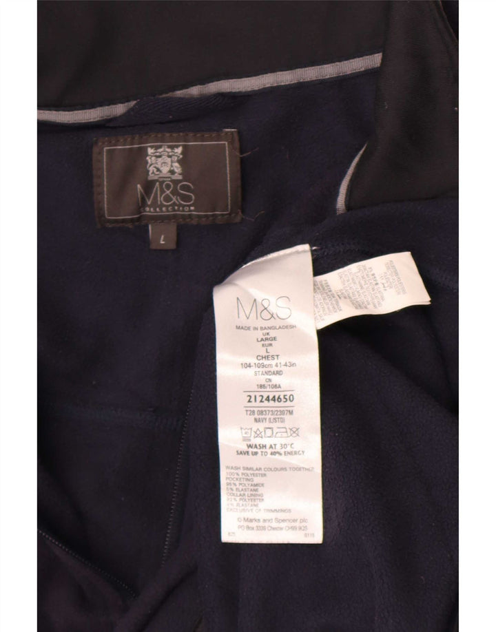 Suéter de lã masculino Marks & Spencer grande poliéster azul marinho
