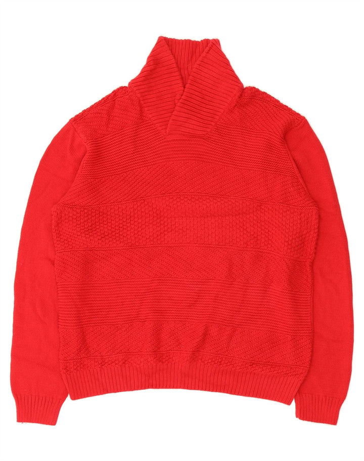 CHAPS Mens Shawl Neck Jumper Sweater XL Red Cotton Vintage Chaps and Second-Hand Chaps from Messina Hembry 