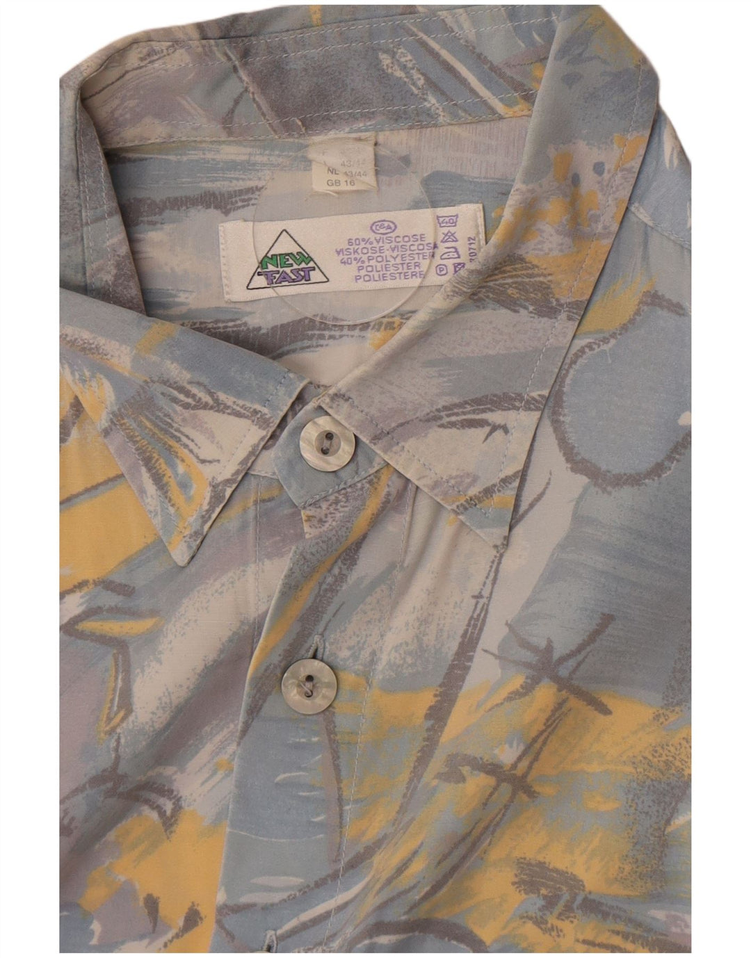 C&A Nova camisa rápida masculina tamanho 16 grande viscose geométrica azul