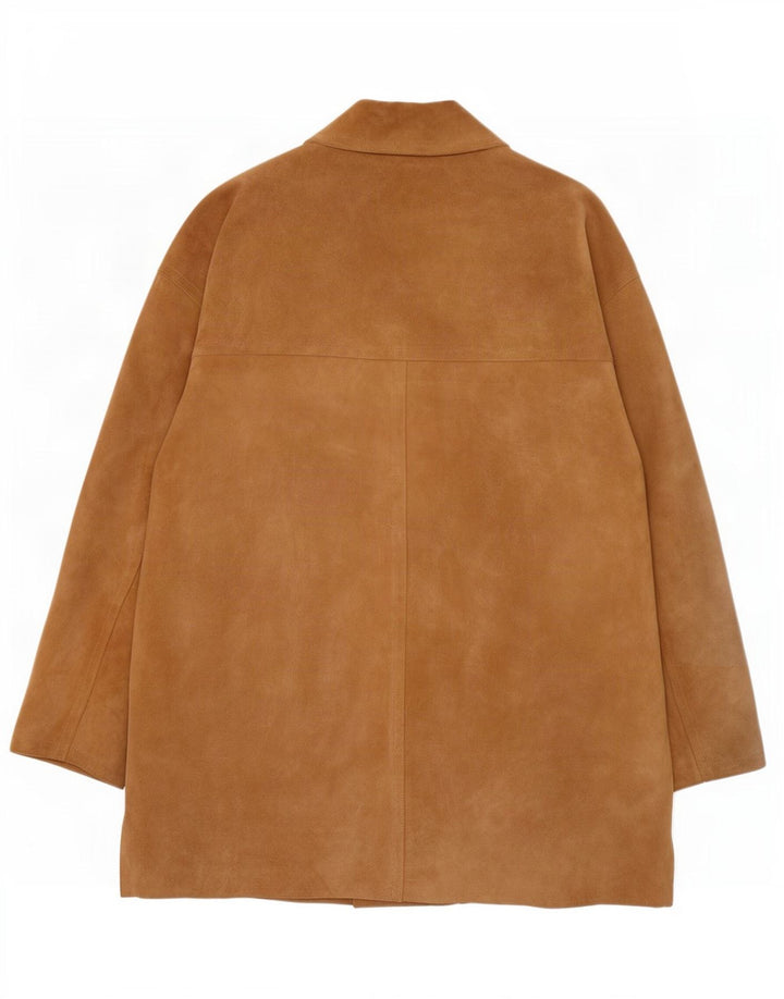 Sobretudo feminino vintage de camurça grande IT 42 couro bege médio