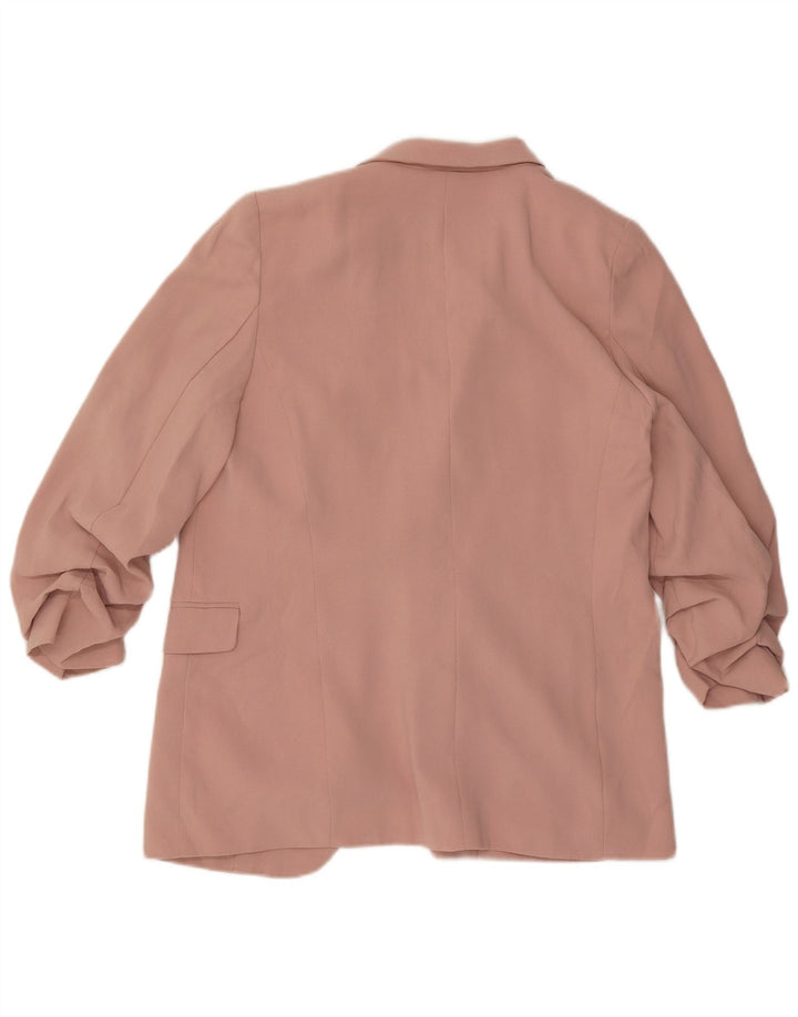 Jaqueta Blazer aberta feminina Marks & Spencer Reino Unido 12 poliéster rosa médio