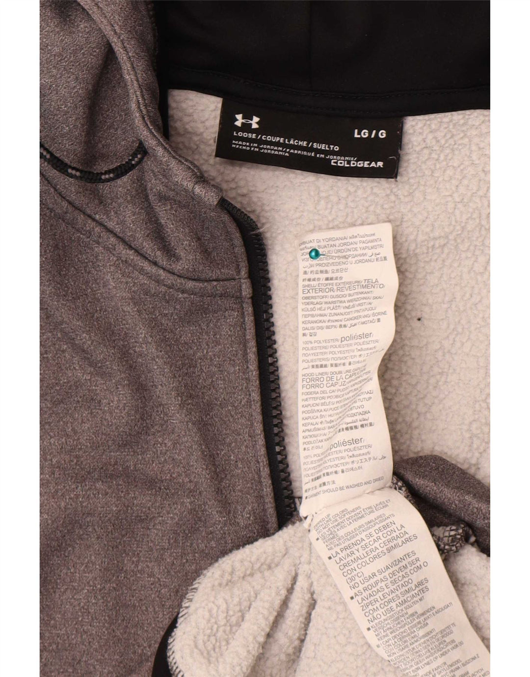 Suéter masculino Under Armour Cold Gear Zip com capuz grande poliéster cinza