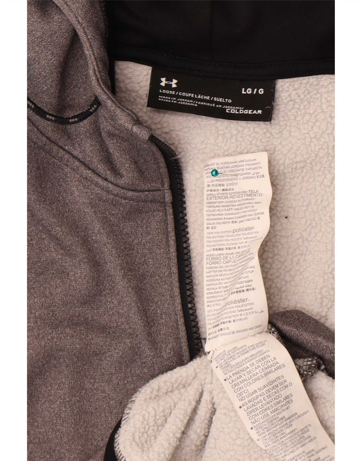 Suéter masculino Under Armour Cold Gear Zip com capuz grande poliéster cinza