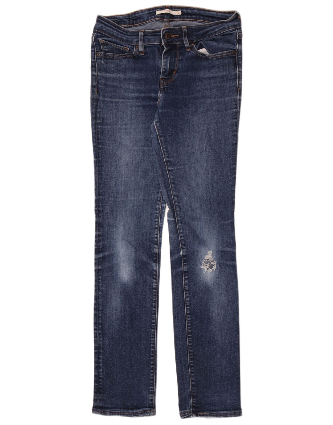 Calça Jeans Levis Feminina 712 Distressed Slim W27 L30 Azul Algodão