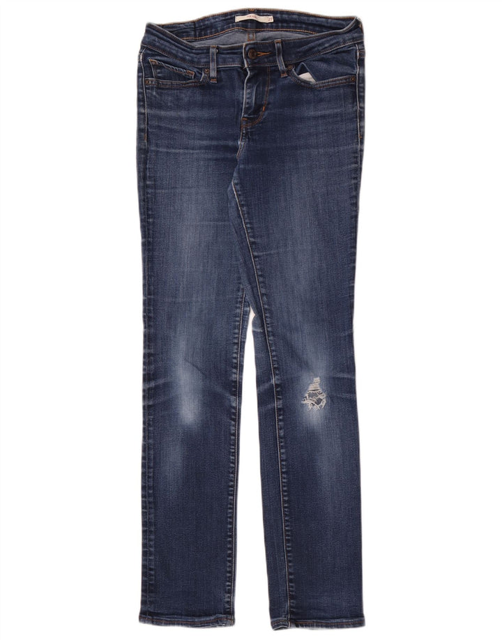 Calça Jeans Levis Feminina 712 Distressed Slim W27 L30 Azul Algodão