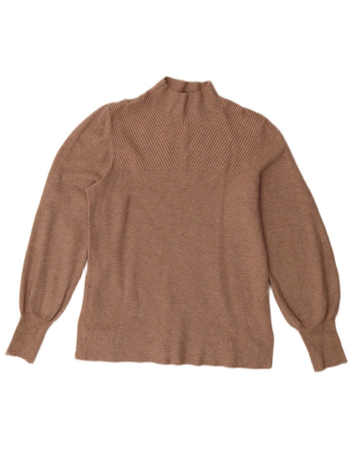 Suéter feminino Marks & Spencer com gola tartaruga Reino Unido 14 marrom médio