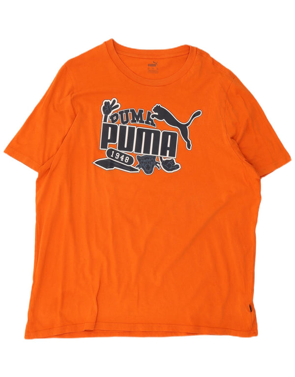 Puma Mens Graphic T-Shirt Top 2XL Algodão Laranja