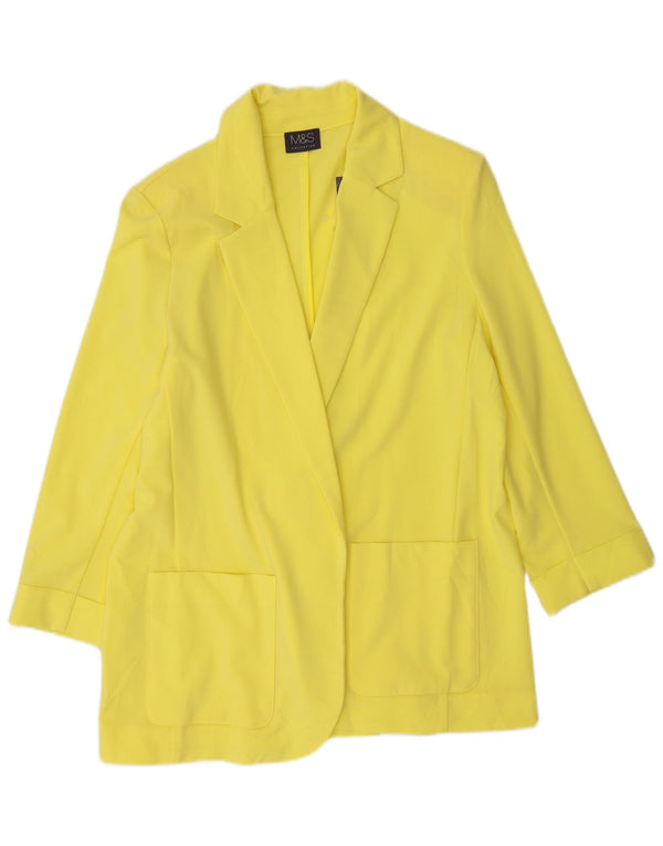 Jaqueta blazer feminina Marks & Spencer manga 3/4 aberta Reino Unido 12 médio amarelo