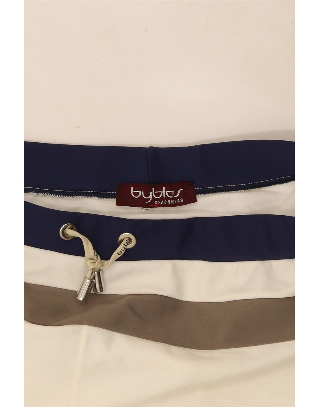 Shorts de natação feminino Byblos UK 14 médio listrado branco