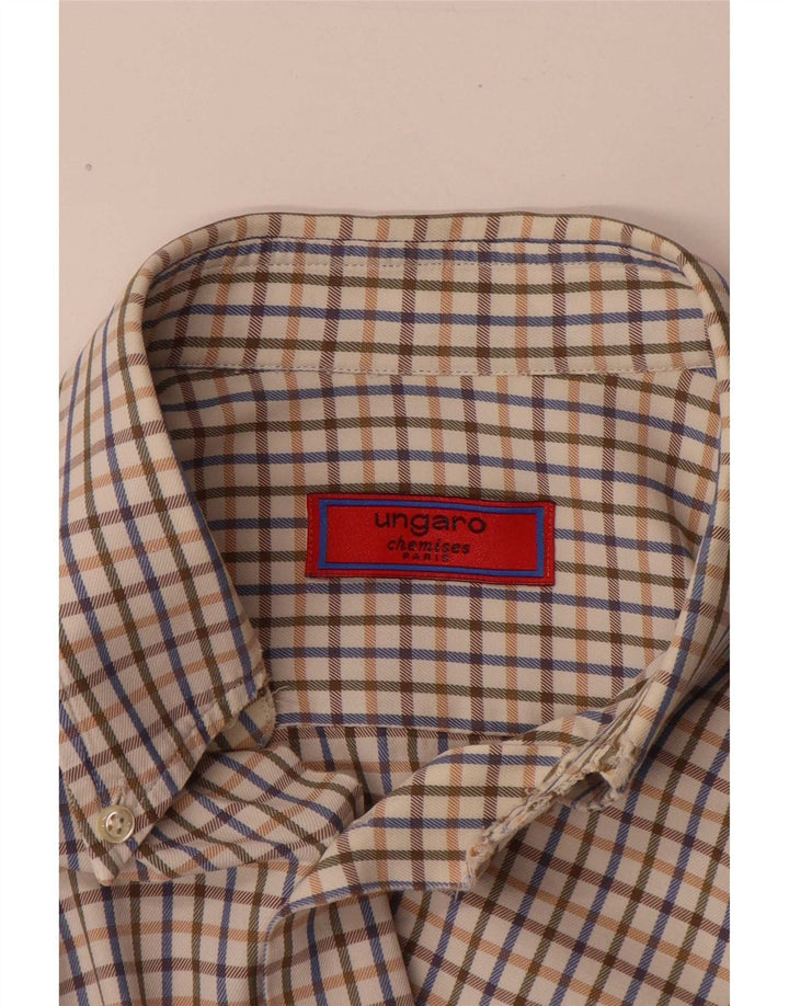 Camisa masculina Ungaro Classic Fit XL xadrez bege
